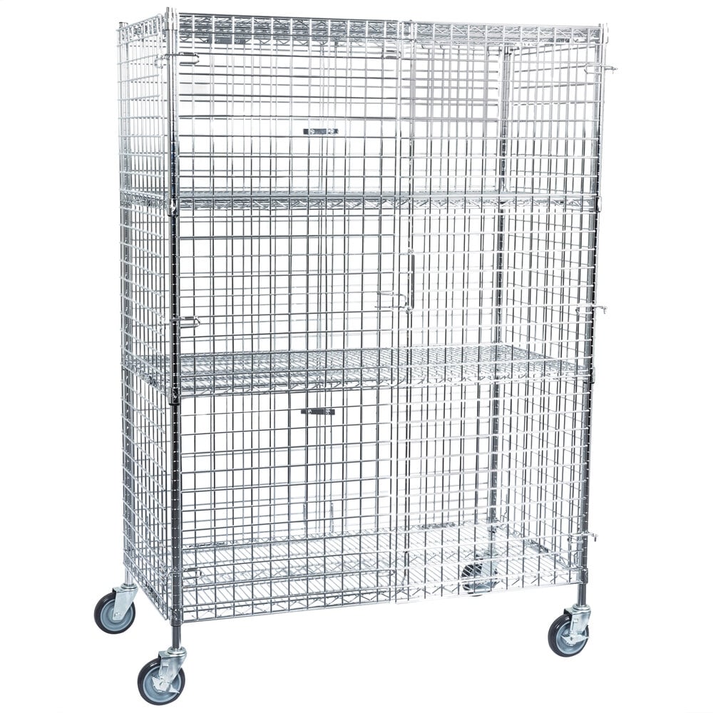 Regency NSF Mobile Chrome Wire Security Cage Kit - 24 inch x 48 inch x 70 inch