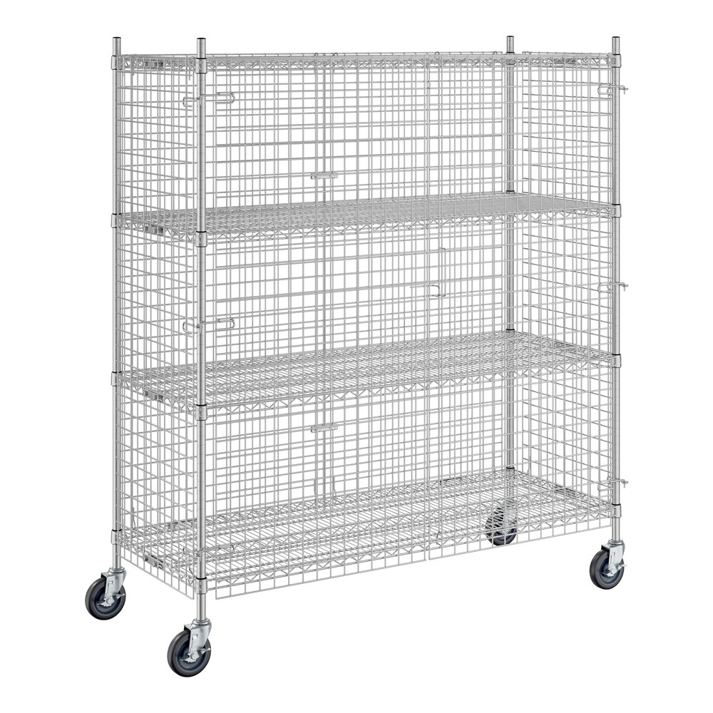 Regency NSF Mobile Chrome Wire Security Cage Kit - 24 inch x 60 inch x 69 inch
