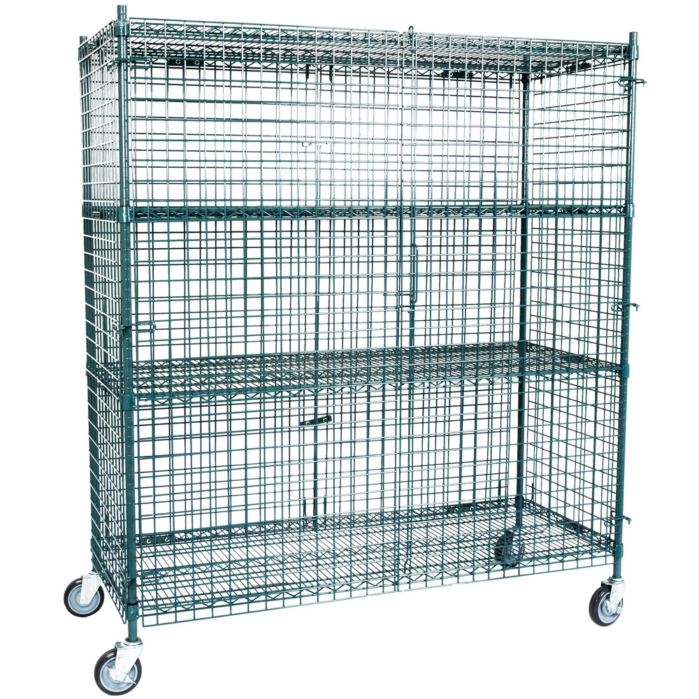 Regency NSF Mobile Green Wire Security Cage Kit - 24 inch x 60 inch x 70 inch