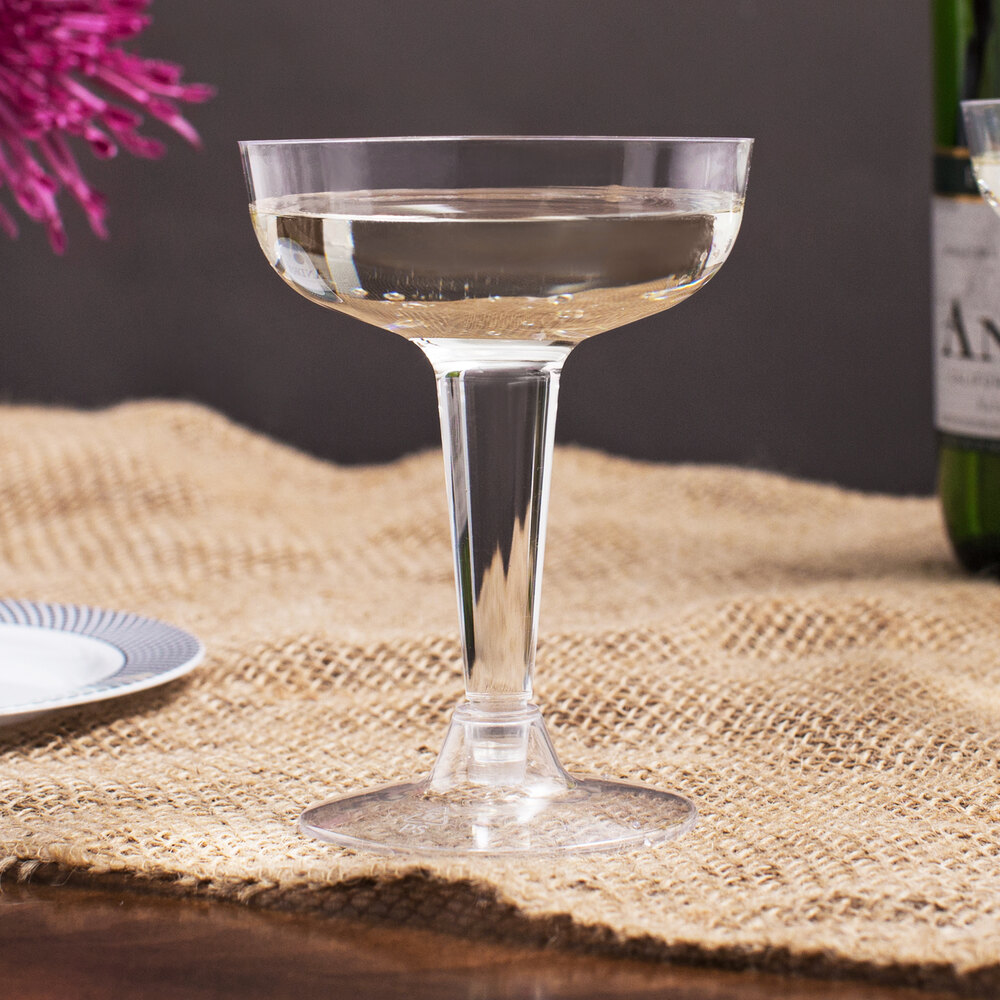 Visions 4 oz. Clear 2Piece Plastic Champagne Glass 20/Pack