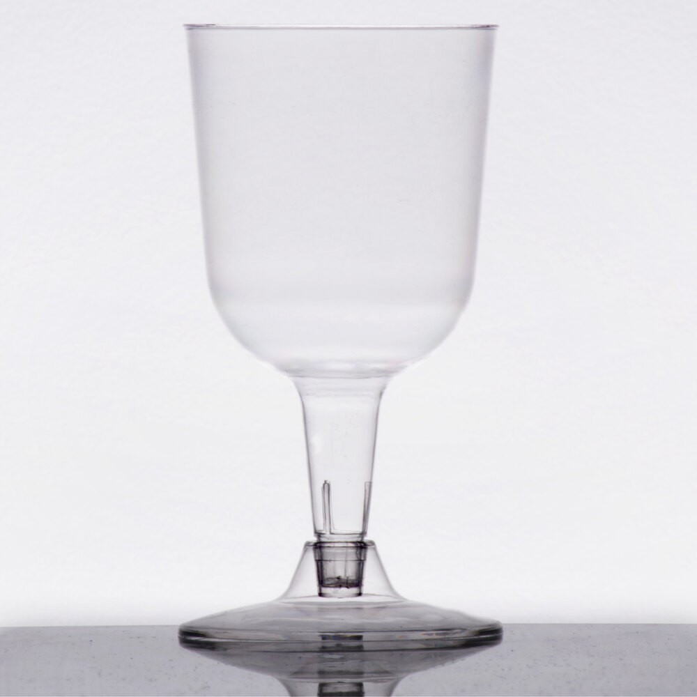 Visions 4 oz. Clear 2-Piece Plastic Champagne Glass - 360/Case