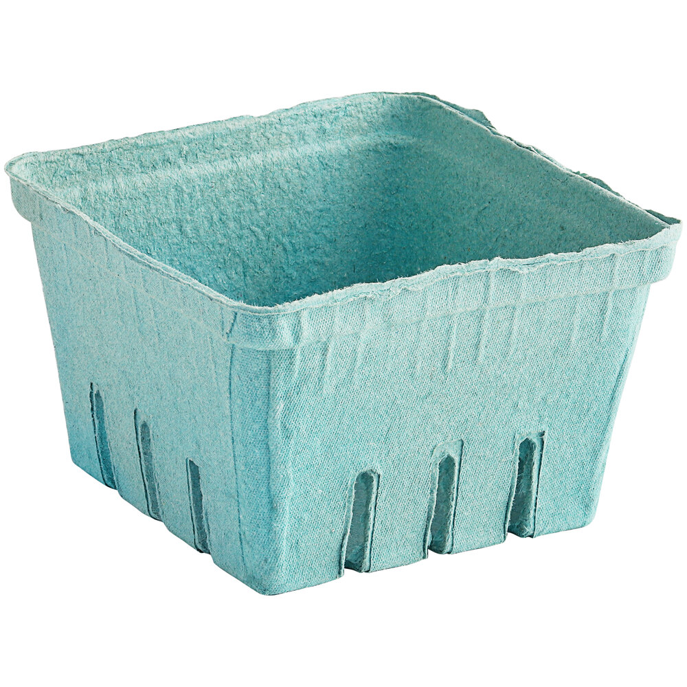 EcoChoice 1 Qt. Green Molded Pulp Berry / Produce Basket - 25/Pack