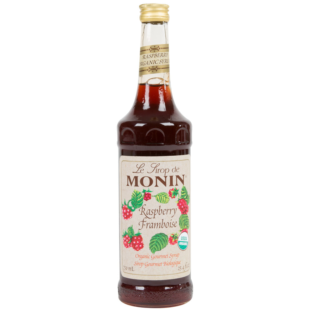Monin 750 mL Organic Raspberry Flavoring / Fruit Syrup