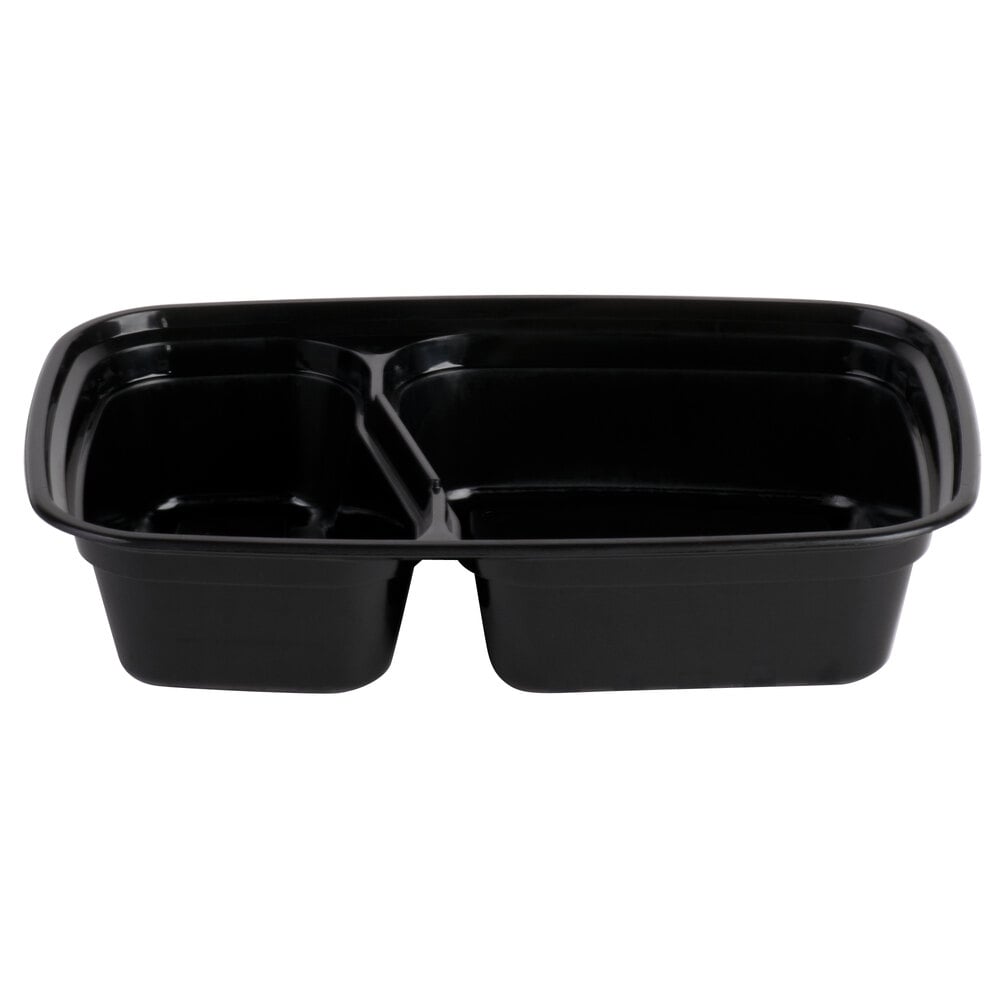 Choice 28 oz. Black Rectangular Microwavable Heavy Weight Container with  Lid 8 3/4 x 6 1/4 x 1 3/4 - 150/Case