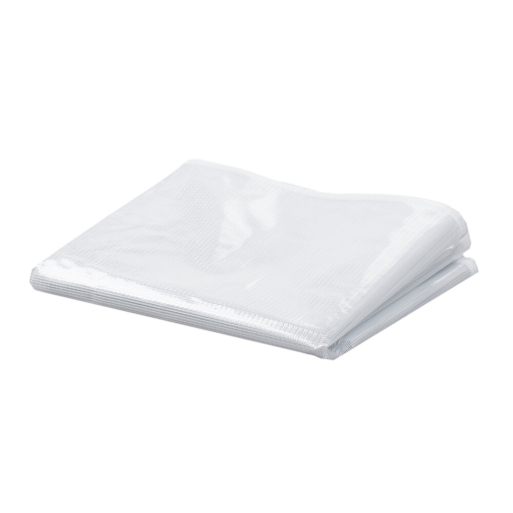 A folded translucent plastic bun pan rack cover.
