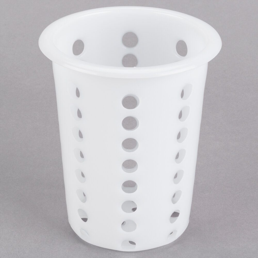 White Perforated Plastic Flatware Cylinder