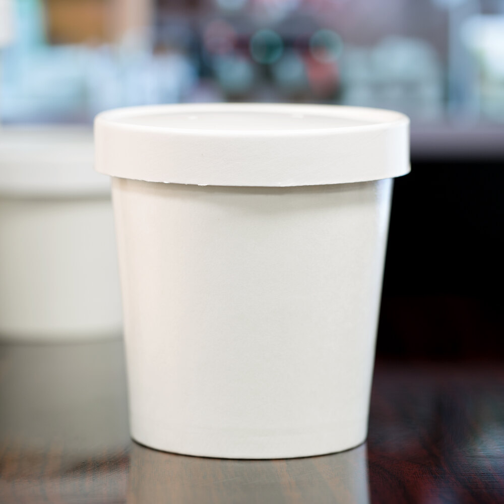 Choice 1 Pint White Paper DoubleWall Ice Cream Container with Paper