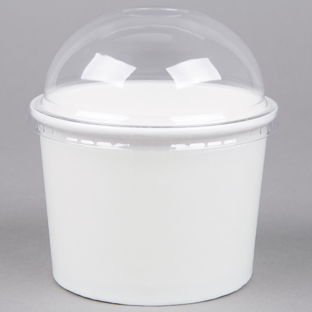 Choice 1 Pint White Paper Double-Wall Frozen Yogurt / Food Cup with Paper  Lid - 250/Case