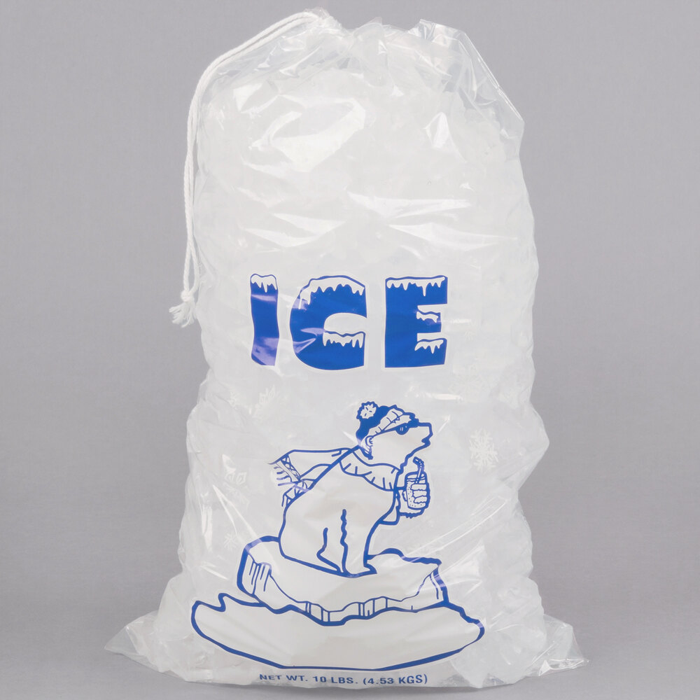 Plastic Ice Bags 10 Lb With Cotton Draw String Closure for sale online 