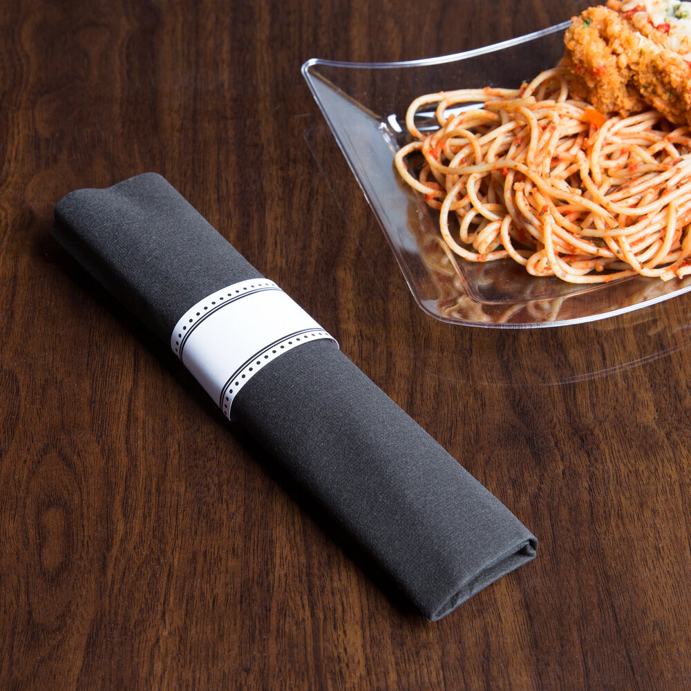 Visions 17" x 17" Black PreRolled LinenFeel Napkin and Clear Heavy