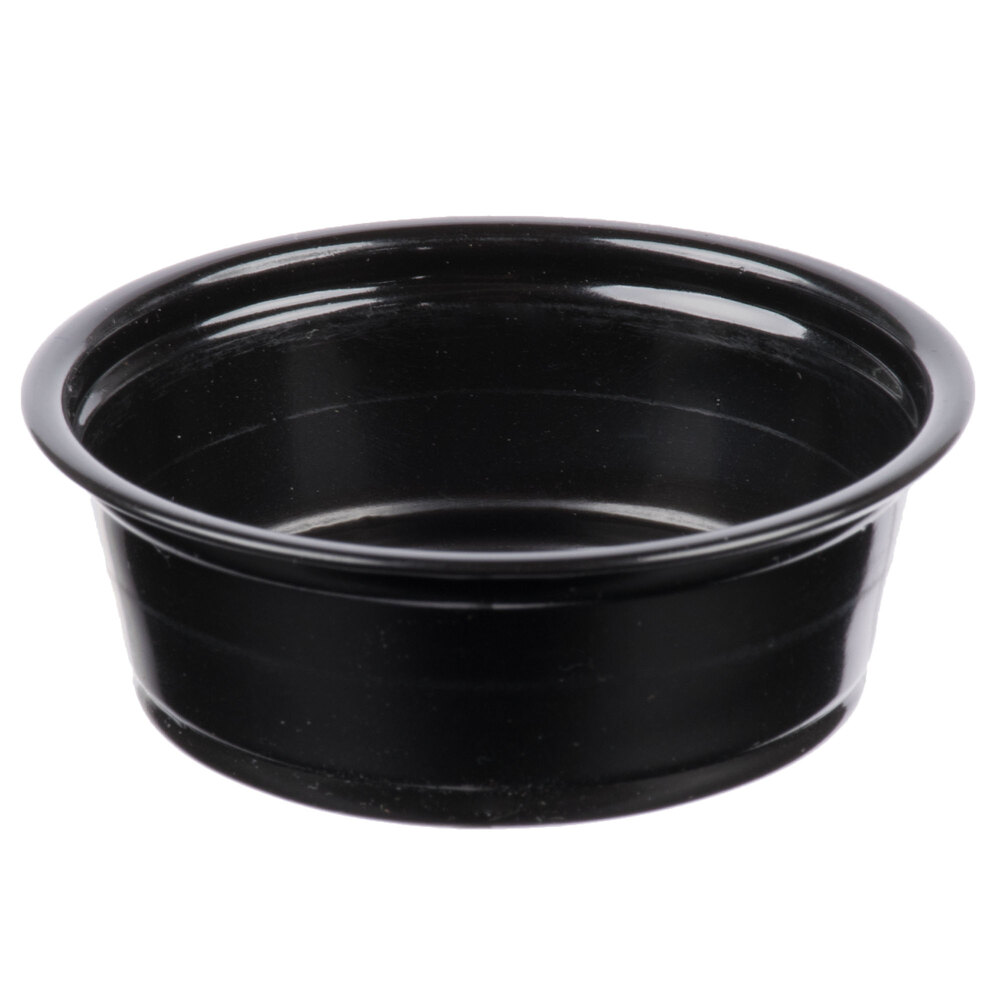 Choice 1.5 oz. Black Plastic Souffle Cup / Portion Cup 2500/Case