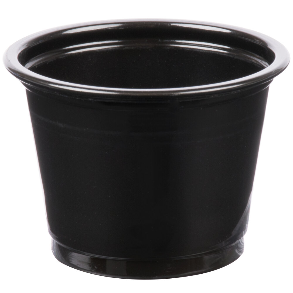 Choice 1 oz. Black Plastic Souffle Cup / Portion Cup 100/Pack