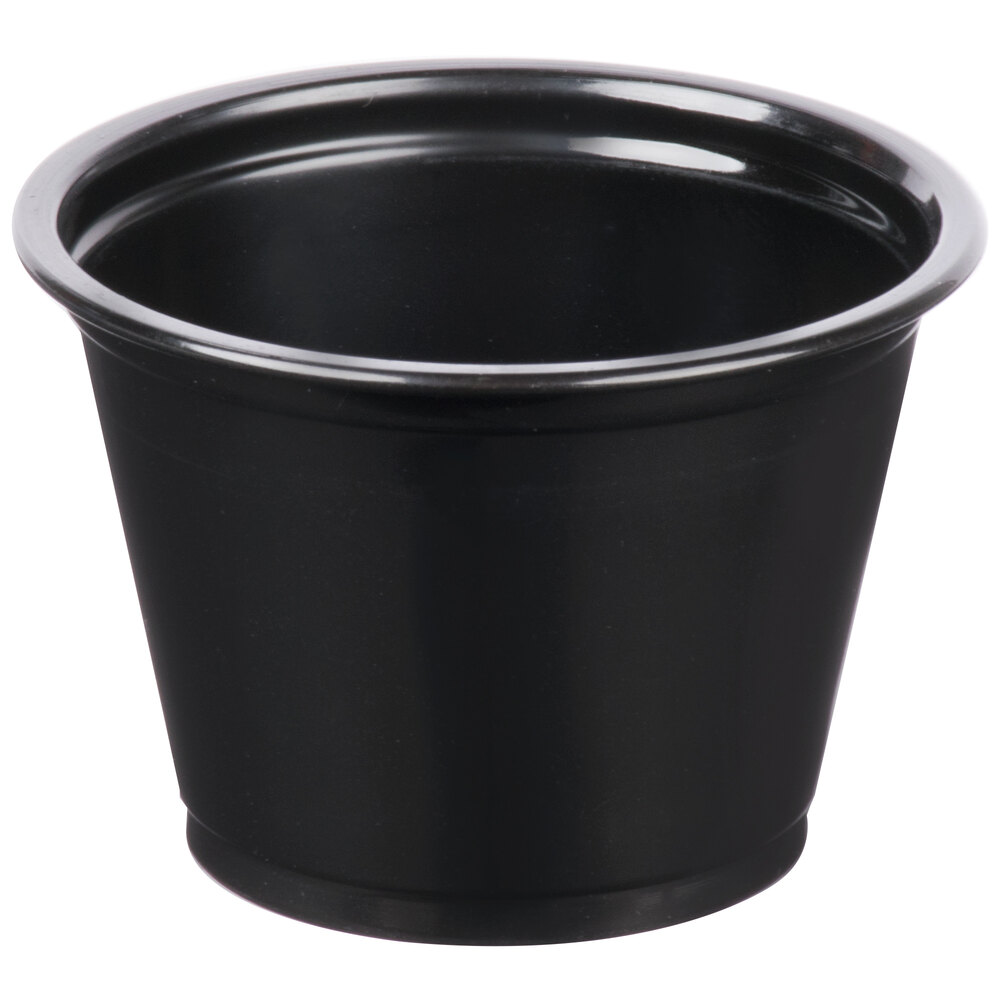 Choice 2.5 oz. Black Plastic Souffle Cup / Portion Cup