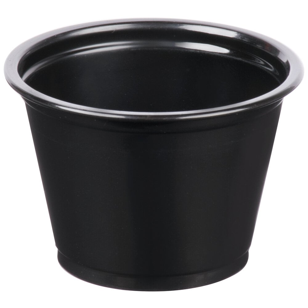 Choice 2.5 oz. Black Plastic Souffle Cup / Portion Cup 2500/Case