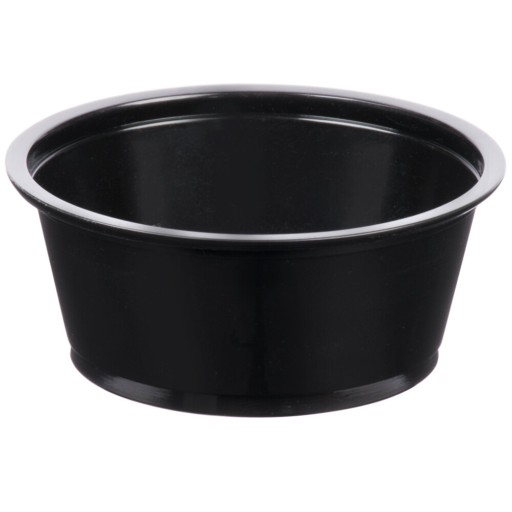 Choice 3.25 oz. Black Plastic Souffle Cup / Portion Cup 100/Pack