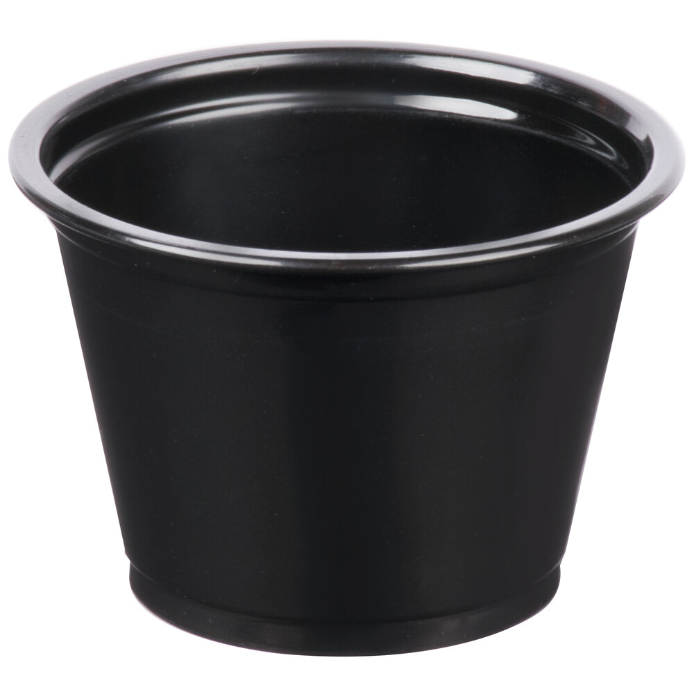 Choice 2.5 oz. Black Plastic Souffle Cup / Portion Cup 100/Pack