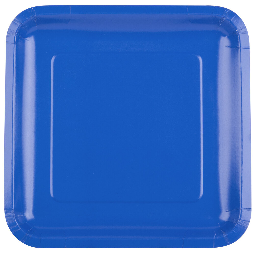 Creative Converting 463147 9" Cobalt Blue Square Paper Plate 18/Pack