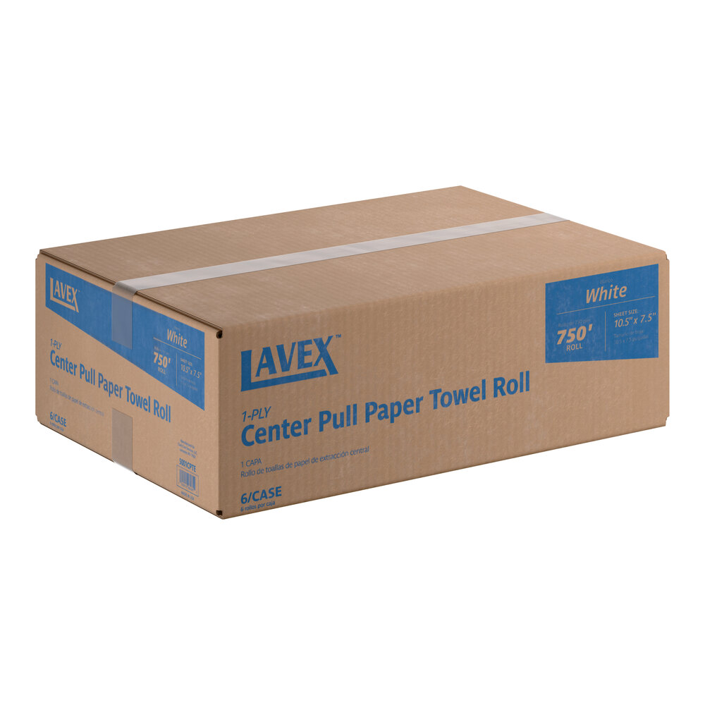 1-Ply White Center Pull Paper Towel 750' Roll - 6/Case