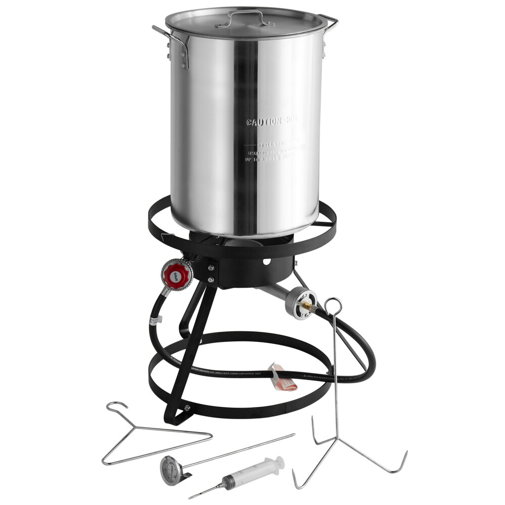 Heavy Duty Outdoor Propane Turkey Deep Fryer & Boiler Set w/ 2 Aluminum Pots 