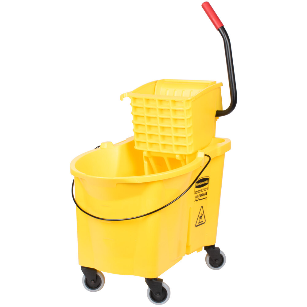 Rubbermaid FG618688YEL WaveBrake® 44 Qt. Yellow Mop Bucket with Side