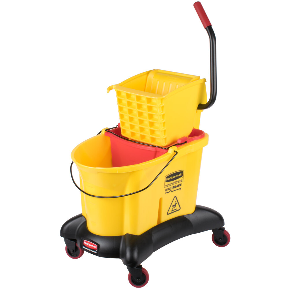 Rubbermaid FG768000YEL WaveBrake® 35 Qt. Yellow Dual Water Mop Bucket