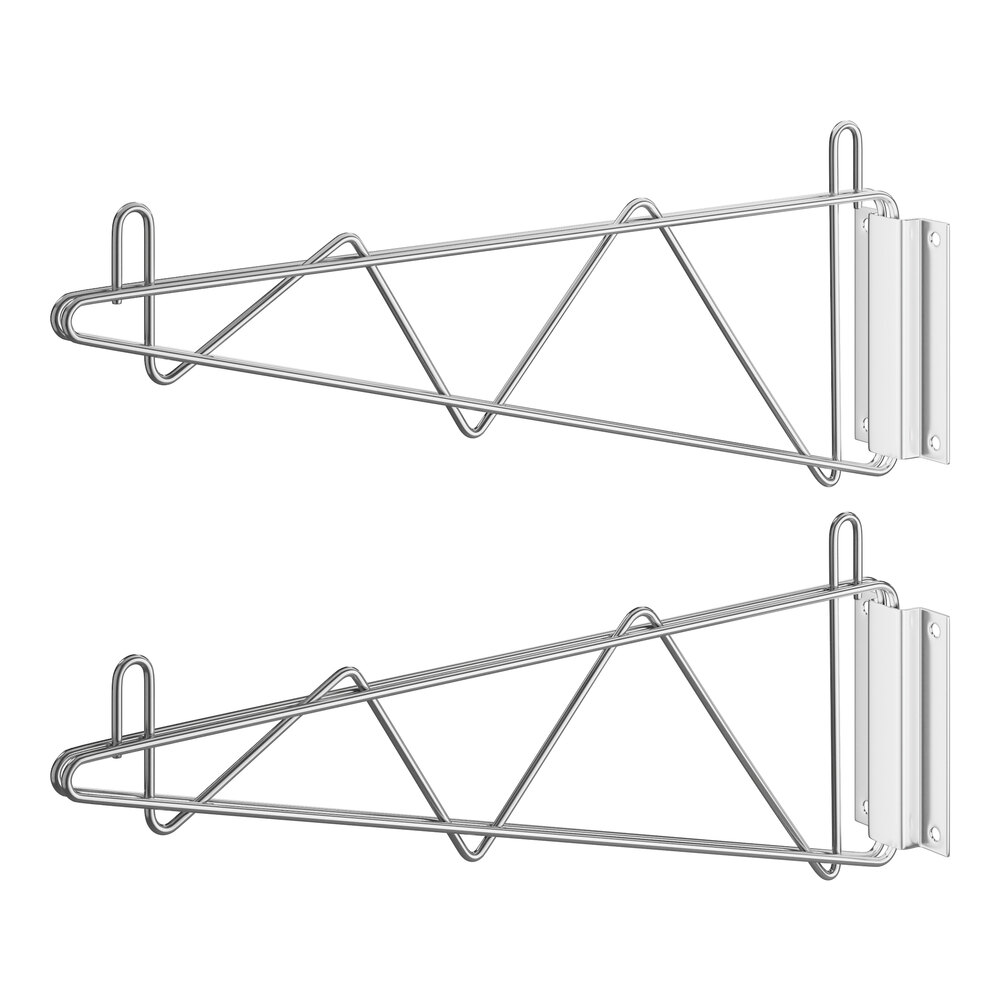 Regency 18 inch Deep Wall Mounting Bracket for Chrome Wire Shelving - 2/Set