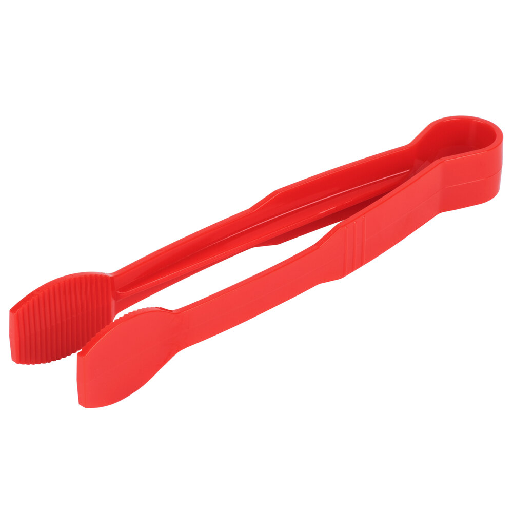 Thunder Group Red 12" Polycarbonate Flat Grip Tongs