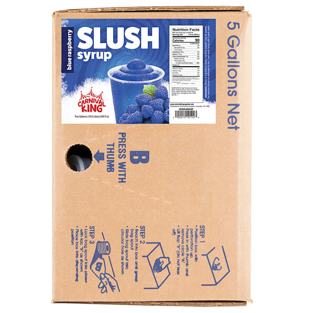 Carnival King 5 Gallon Bag in Box Blue Raspberry Slushy 5:1 Concentrate