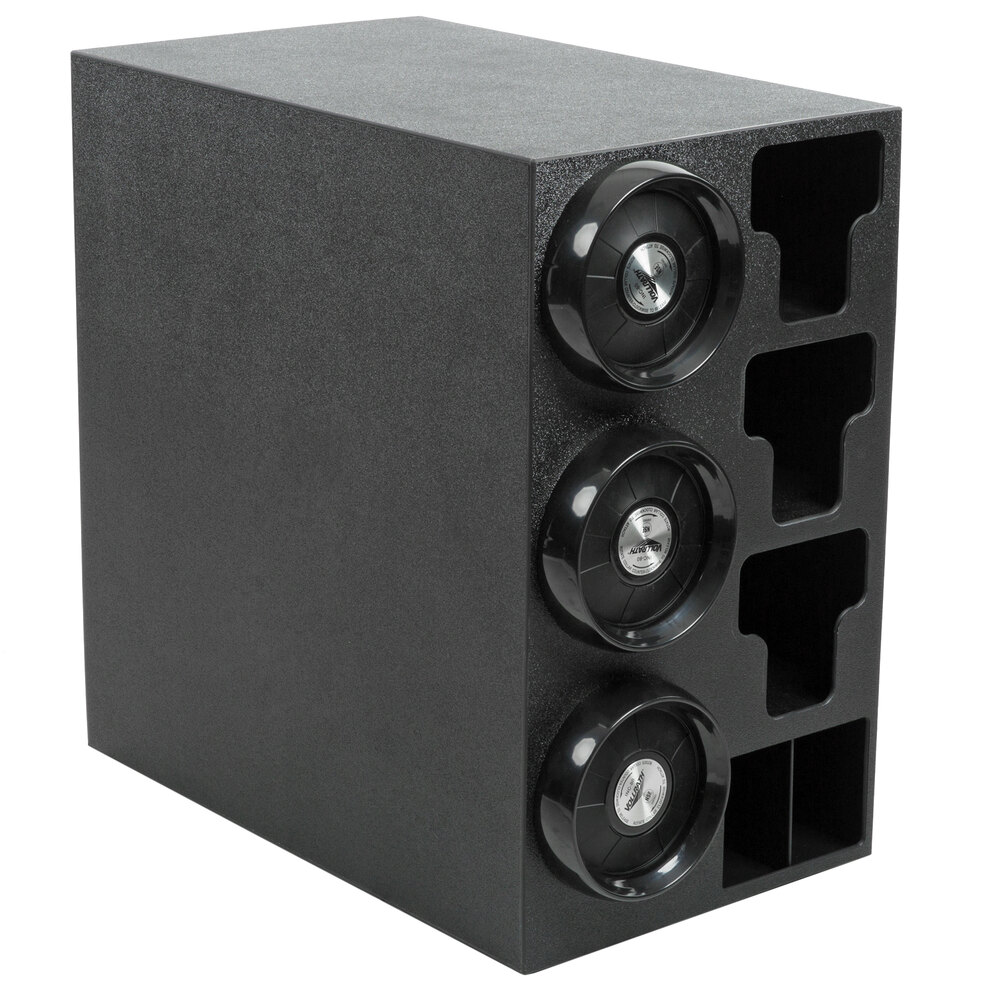 Vollrath G58806 Black 3Slot 8 44 oz. Countertop Cup Dispenser