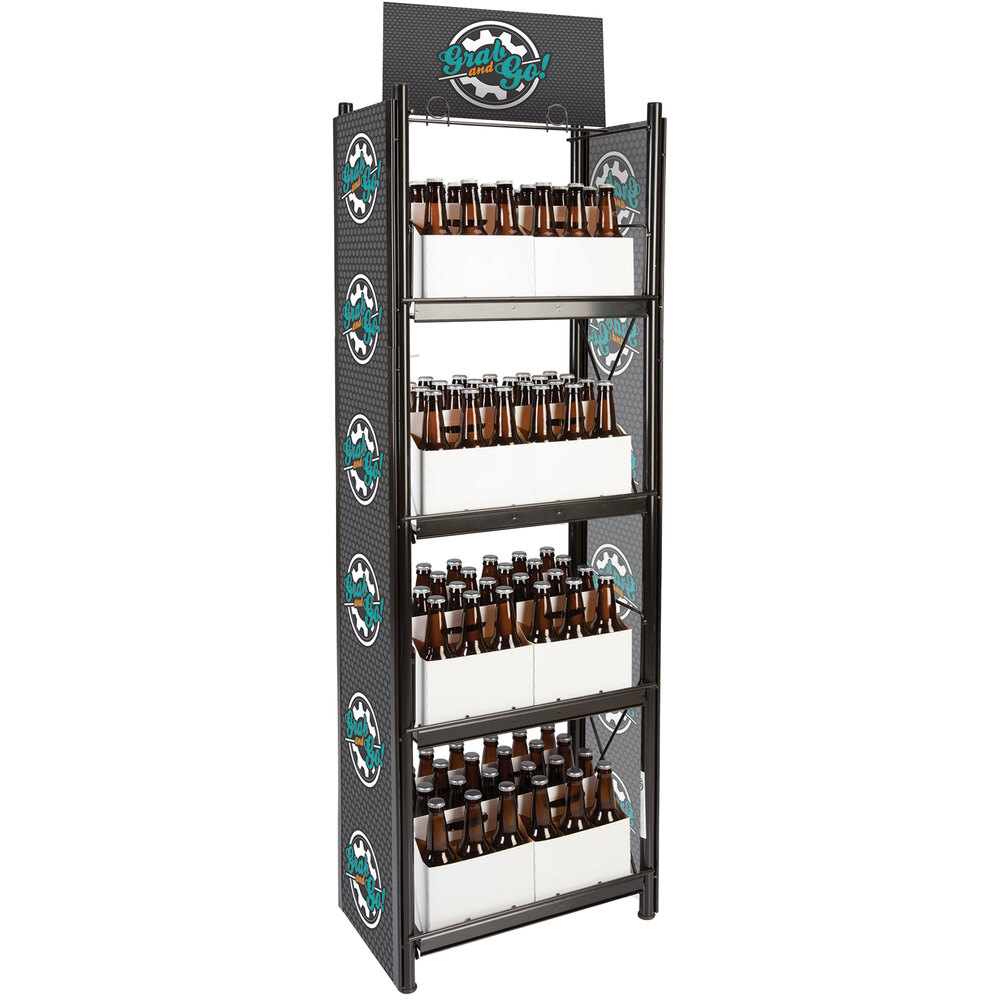 IRP WR027 4Shelf Beer and 6Pack Display Rack 20" x 11" x 62"