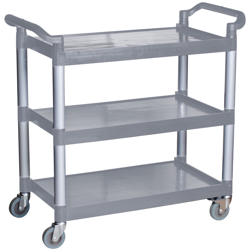 Three Shelf Utility Cart / Bus Cart Gray 40 1/8" x 19 3/4" x 37 7/8"