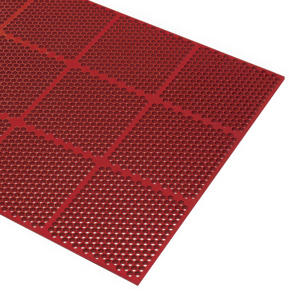 Cactus Mat 2535-R33 Honeycomb 3' x 3' Red Grease-Resistant Anti-Fatigue ...