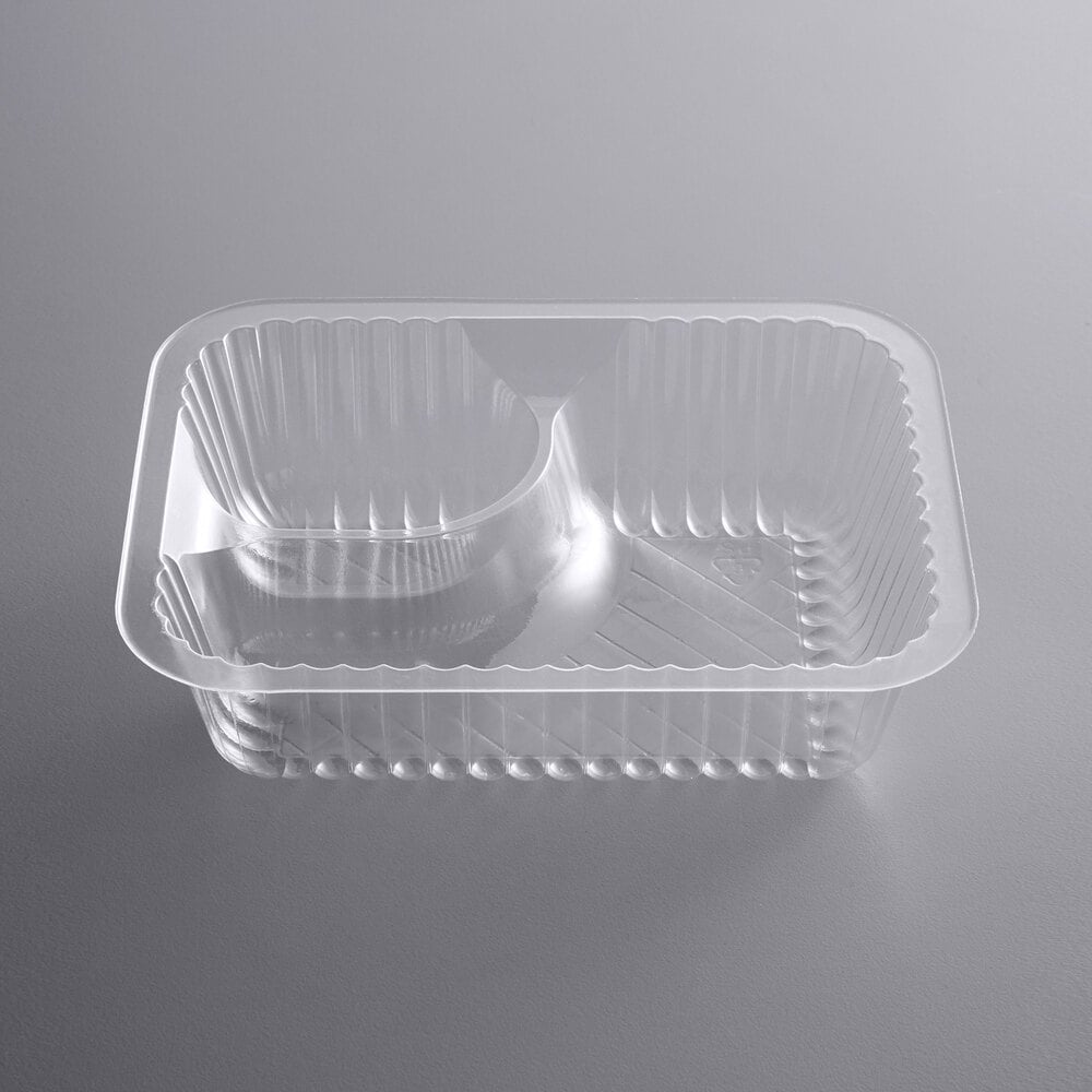 125 TRAYS) NACHO CHEESE 20 oz TRAY CLEAR PLASTIC 2-COMPARTMENT 5 x 6 USA  MADE