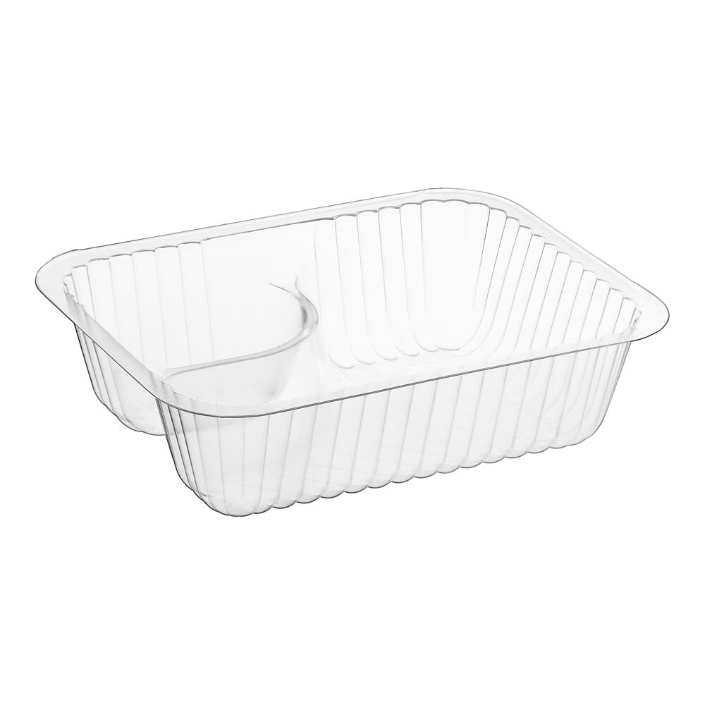 Carnival King Small Clear 2 Compartment Plastic Nacho Tray - 500/Case