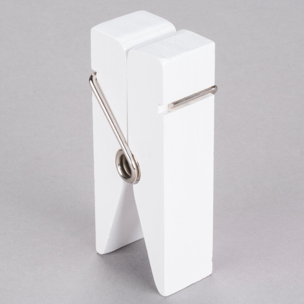 American Metalcraft CPCHW 3 1/4" White Clothespin Card Holder
