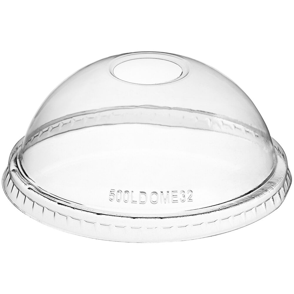 Choice 32 oz. Clear Plastic Dome Lid with Hole 500/Case
