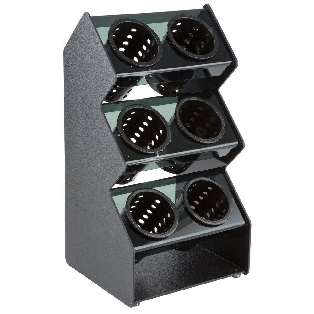 Vollrath FWVH3X2B Black Countertop 6Cylinder Vertical Flatware