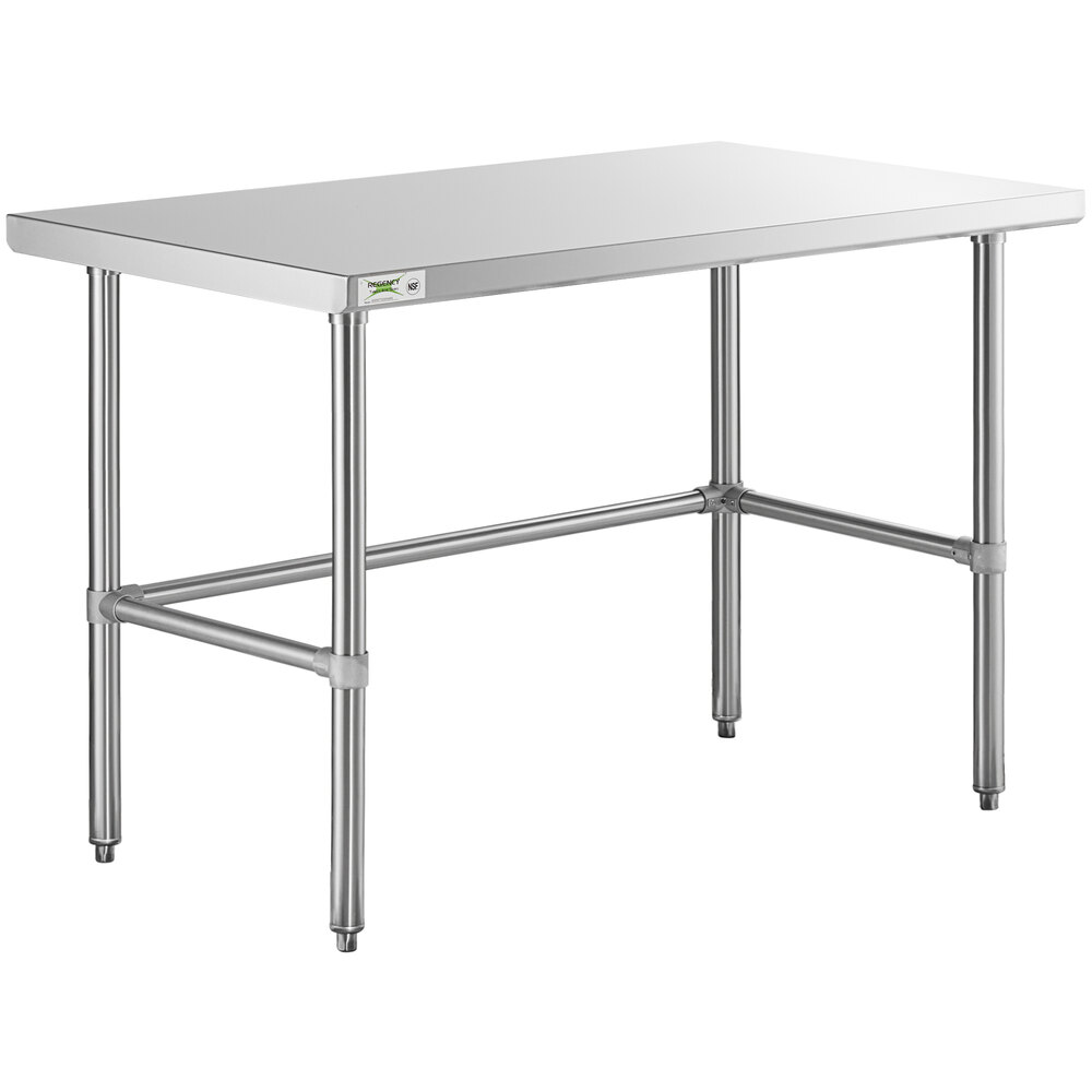 Regency 30 inch x 48 inch 16-Gauge 304 Stainless Steel Commercial Open Base Work Table