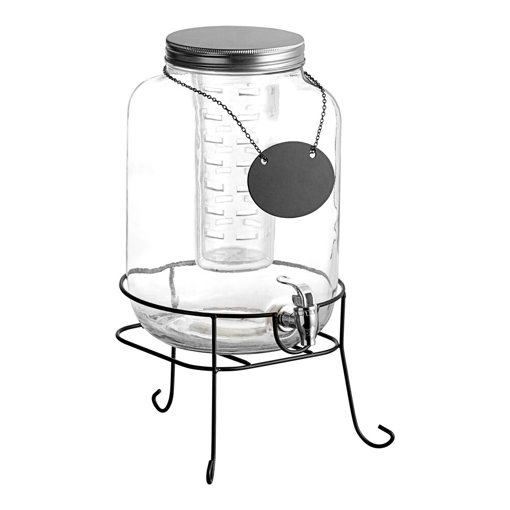 Acopa 1 Gallon Glass Beverage Dispenser with Metal Stand