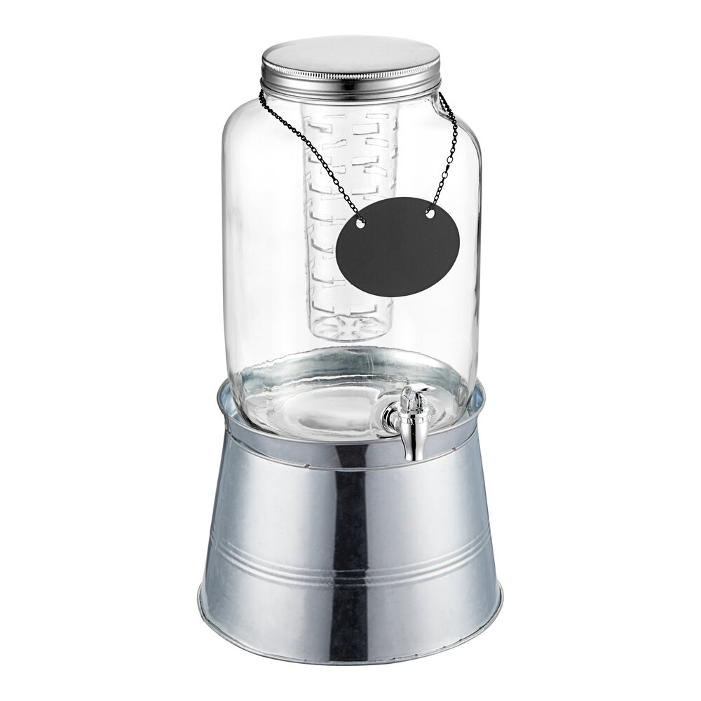 Acopa 2 Gallon Mason Jar Glass Beverage Dispenser with Infusion Chamber