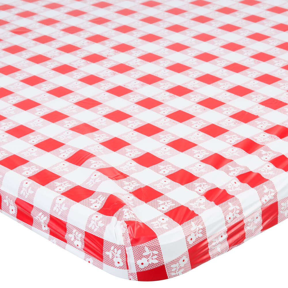 Creative Converting 37488 Stay Put Red Gingham 29" x 72" Rectangular