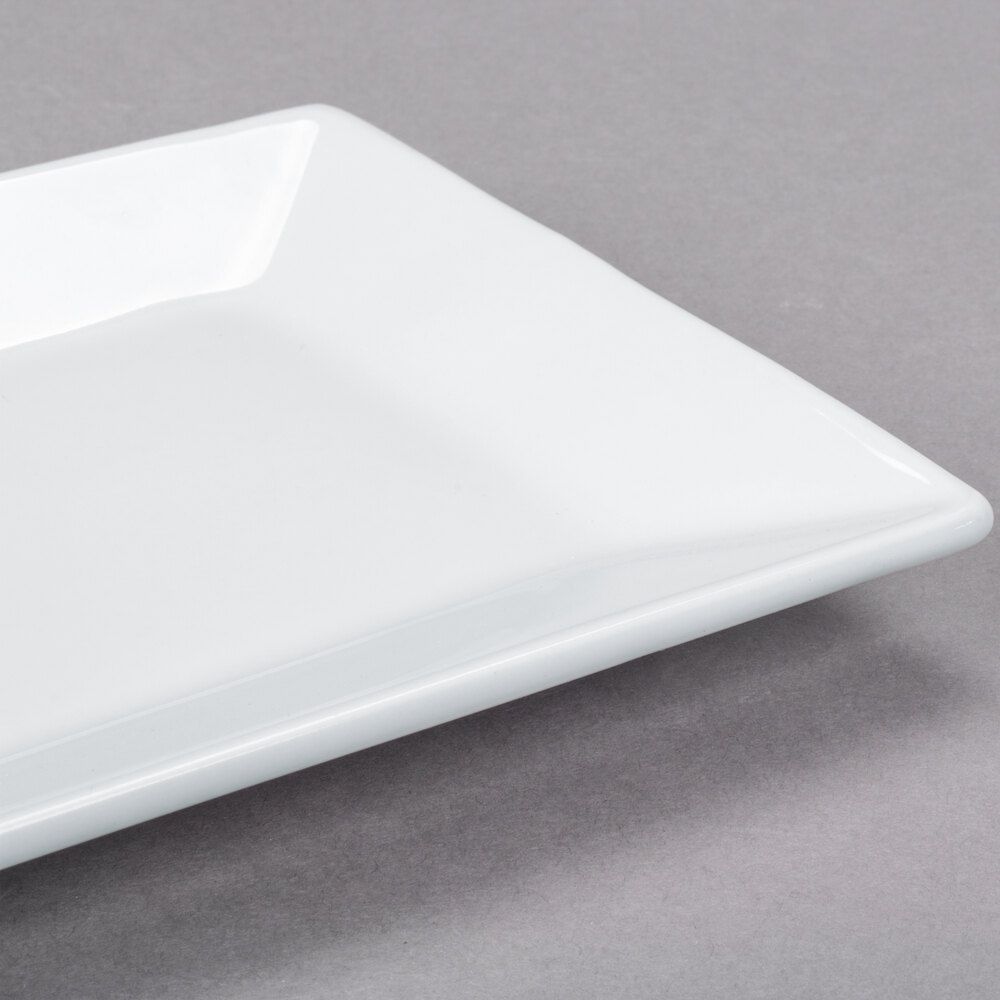 10" x 5 1/2" Bright White Restaurant Rectangle Porcelain Platter 4/Pack 