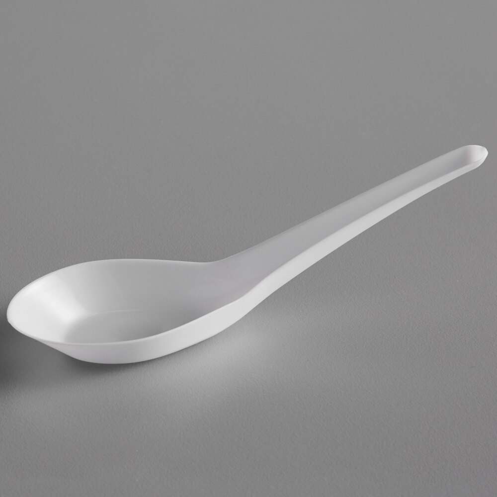 Visions 5 1/2" White Plastic Asian Soup Spoon 50/Pack