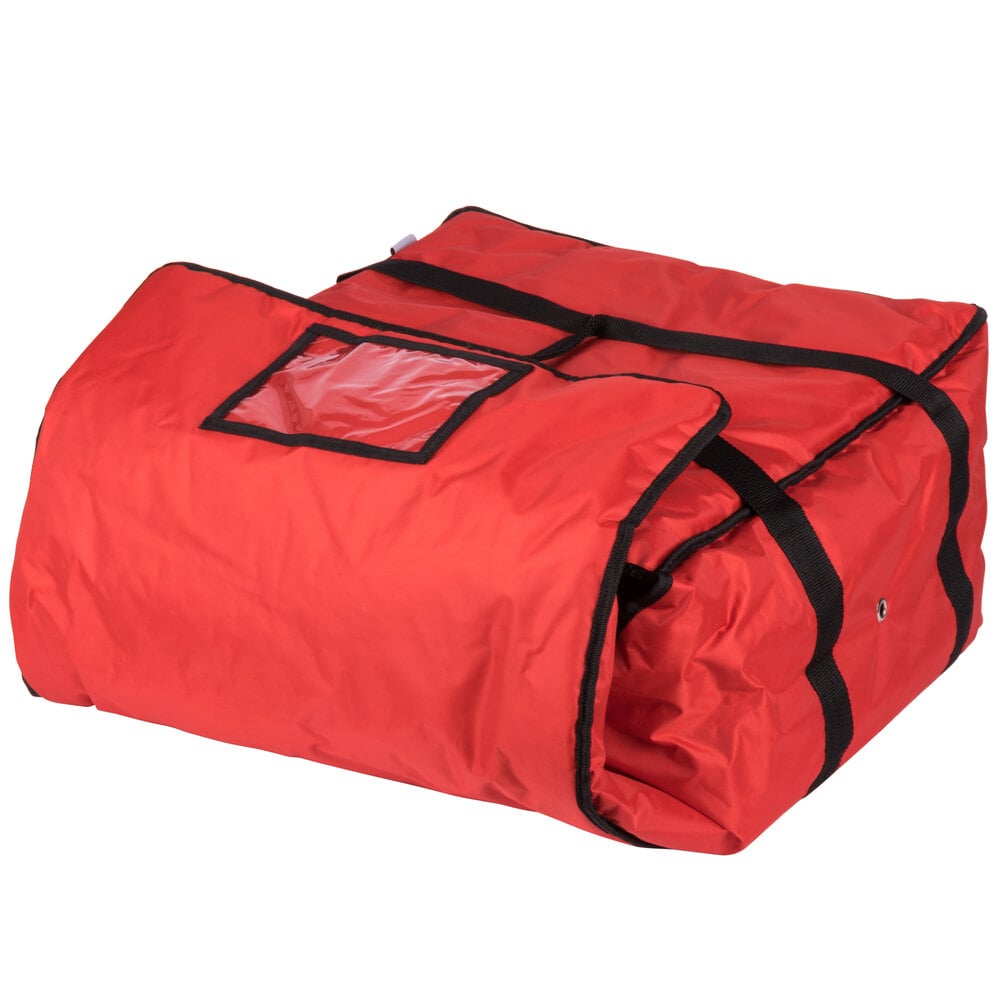 ServIt Insulated Pizza Delivery Bag Red Soft-Sided Heavy-Duty Nylon 18 1/2  x 18 1/2 x 9 1/2 - Holds Up To (3) 12 or 14 Pizza Boxes