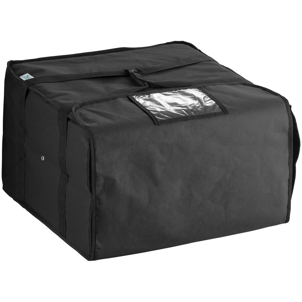 Choice Insulated Pizza Delivery Bag Black Nylon 20 1/2" x 20 1/2" x 12" Holds Up To (6) 16