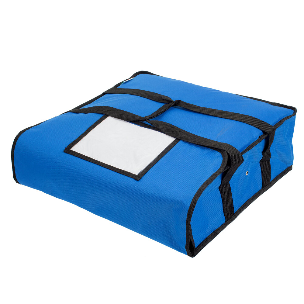 Choice Insulated Pizza Delivery Bag, Blue Nylon, 18" x 18" x 5" Holds