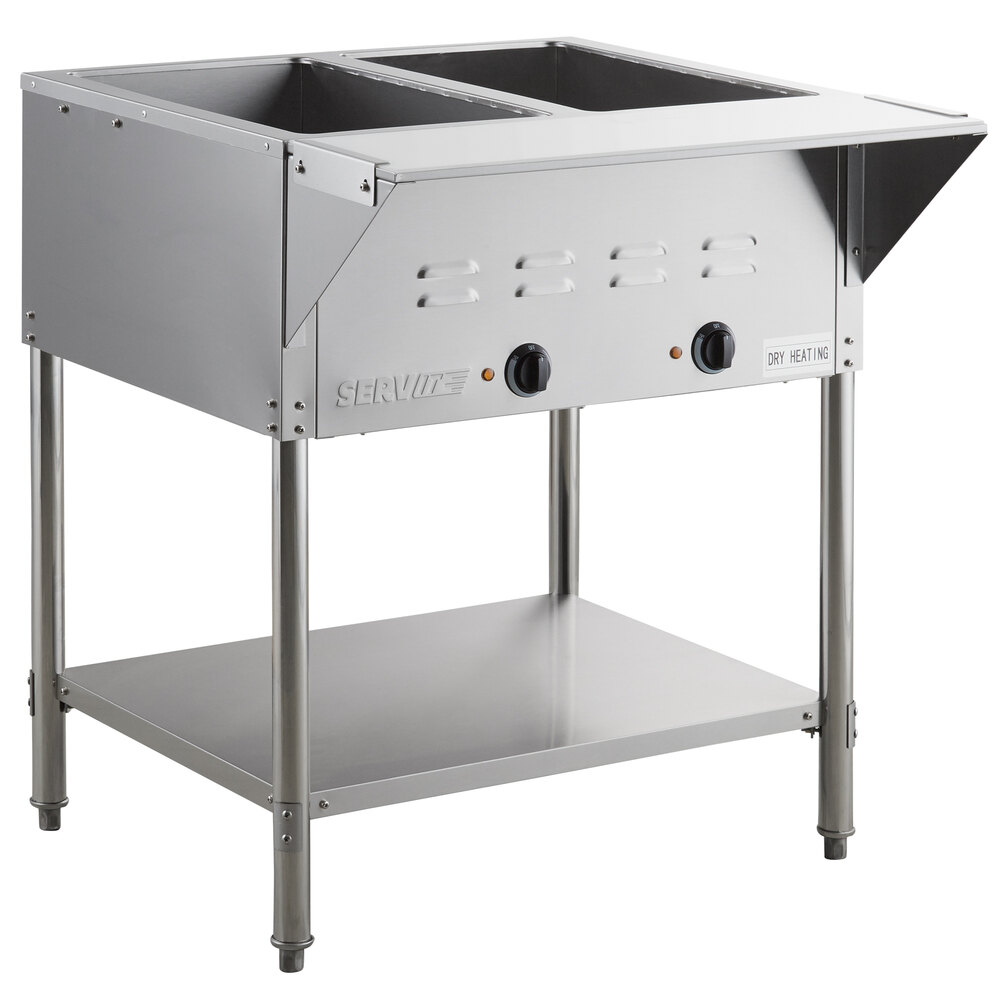 ServIt 2 Well Electric Steam Table (Open Well  Undershelf)