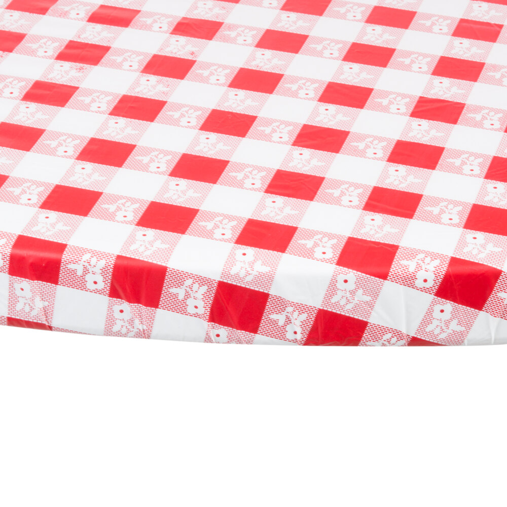 Creative Converting 37288 Stay Put Red Gingham 60" Round Plastic