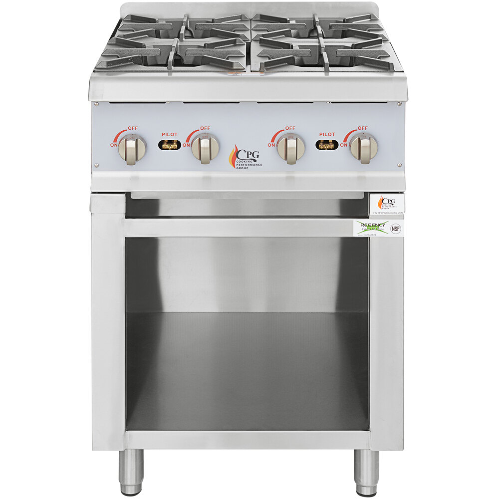 Cooking Performance Group S24-N Natural Gas 4 Burner 24 Range with Space  Saver Oven - 150,000 BTU