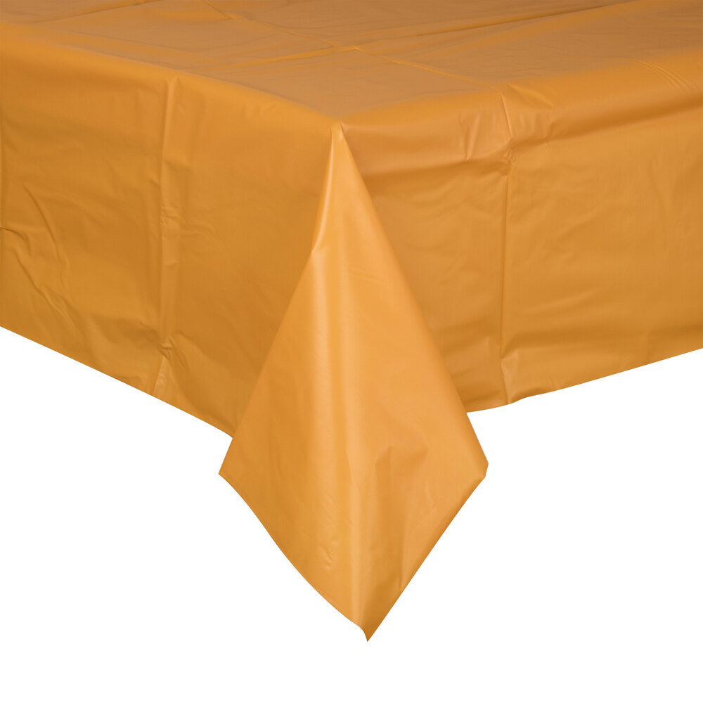 Unique Industries 50356 Pumpkin Orange Plastic Tablecloth 